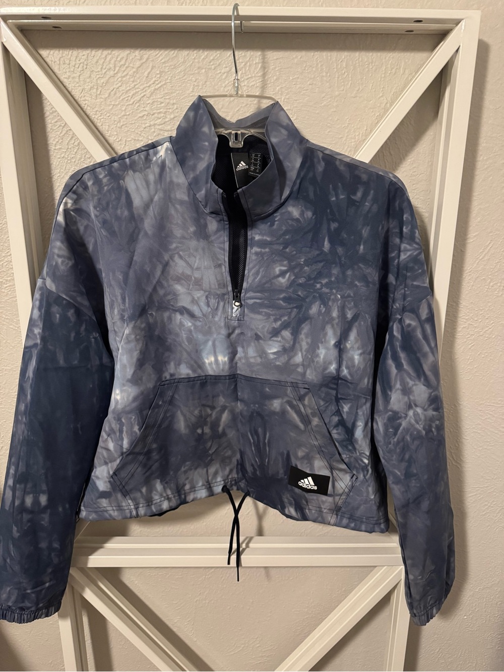 adidas Women’s Blue Tie-Dye Half-Zip Bomber Pullover